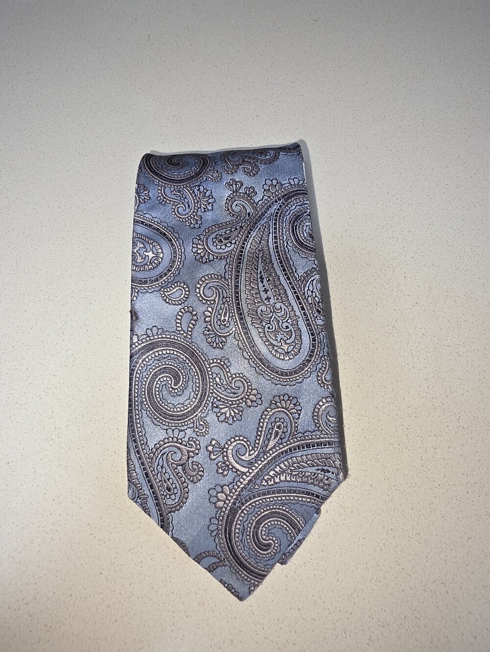 Dolce & Gabbana 100% silk classic neck tie paisley blue gray jacquard